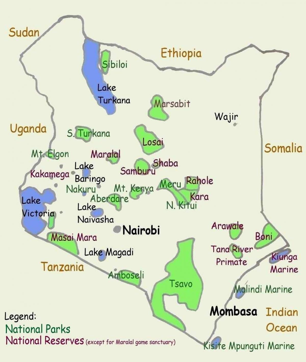peta dari danau-danau di Kenya