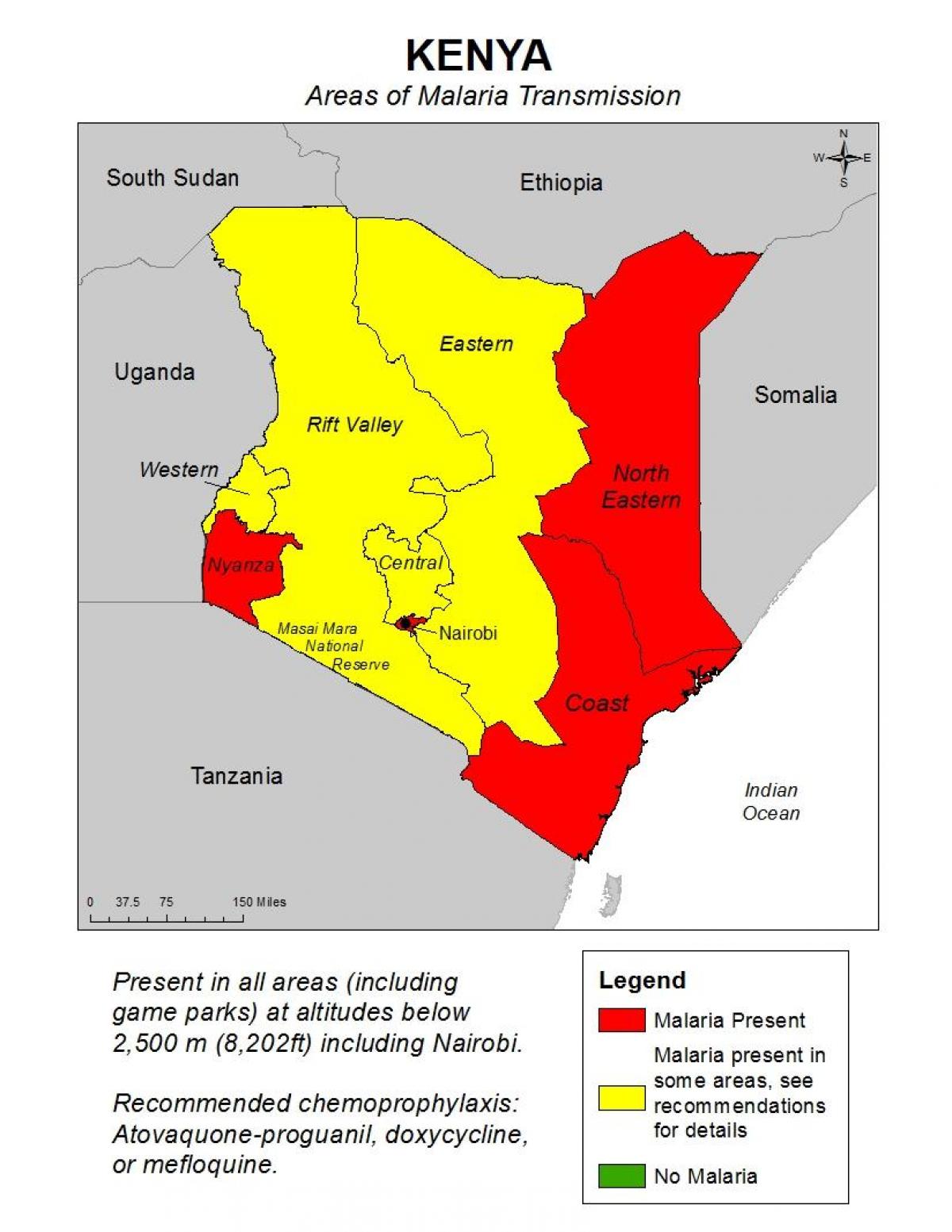 peta dari Kenya malaria
