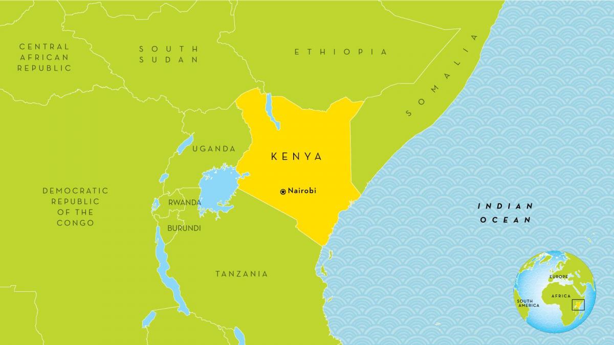 peta dari Kenya dan negara-negara sekitarnya