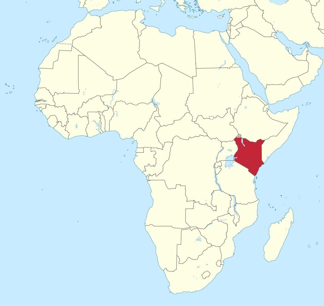 peta afrika dengan Kenya disorot