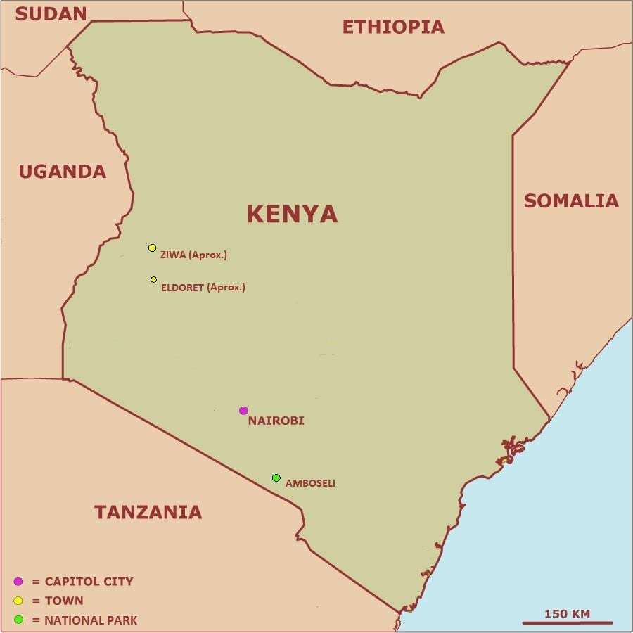 peta dari peta sederhana dari Kenya