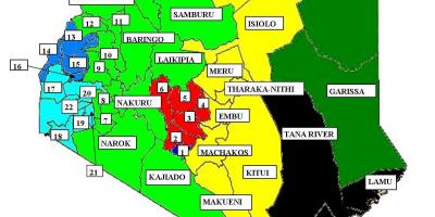 Peta dari 47 kabupaten di Kenya 