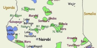 Peta dari danau-danau di Kenya