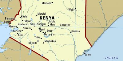 Peta dari Kenya dengan kota-kota