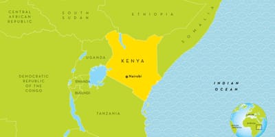 Peta dari Kenya dan negara-negara sekitarnya