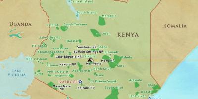 Peta dari Kenya taman nasional dan cadangan