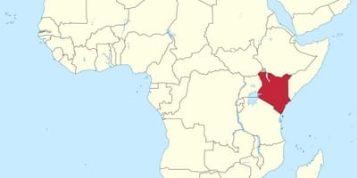Peta afrika dengan Kenya disorot