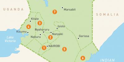 Peta dari Kenya menunjukkan provinsi